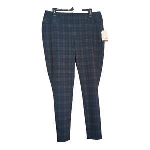 Wonderly 1X Blue Plaid Pull On Stretch Ankle Pants Business Collegiate Preppy